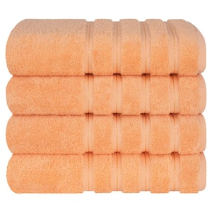 Bath Towel Set, 4-Piece 100% Turkish Cotton Bath Towels, 27 x 54 in. Super Soft Towels for Bathroom, Malibu Peach