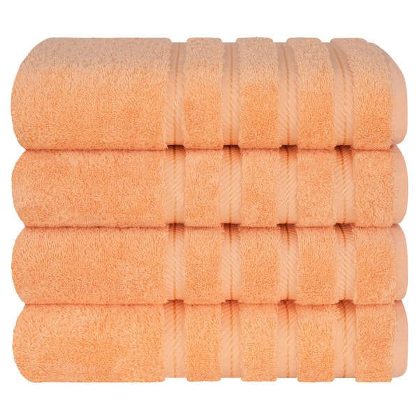 American Soft Linen Bath Towel Set, 4-Piece 100% Turkish Cotton Bath Towels,  27 x 54 in. Super Soft Towels for Bathroom, Malibu Peach Ed-4Bath-Mal2-E124  - The Home Depot