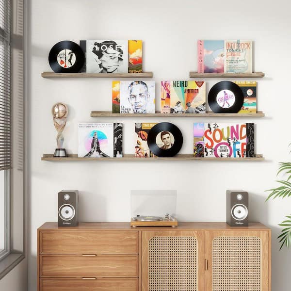 56 in. W x 4.7 in. D Grey Decorative Wall Shelf (Set-2) TG-D6