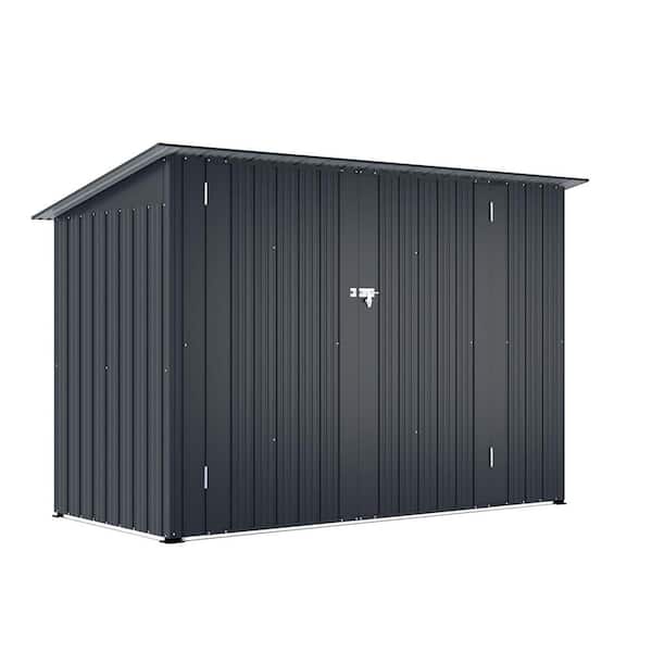 7.14 ft. W x 3.17 ft. D Dark Gray Metal Shed with 2-Large Doors for Placing Bicycles (22.63 sq. ft.)