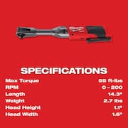 M12 FUEL 12V 3/8 in. Lithium-Ion Brushless Cordless Extended Reach Ratchet (Tool-Only)