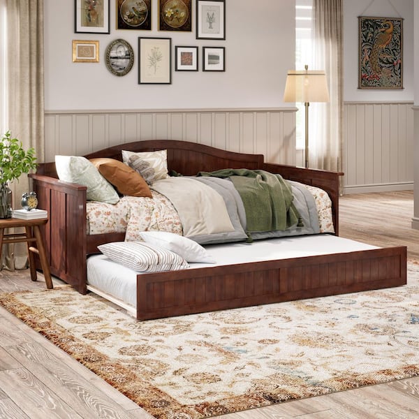 AFI Nantucket Walnut Twin Solid Wood Daybed with Twin Trundle