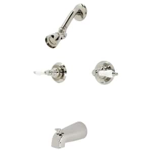 Victorian Double Handle 1-Spray Tub and Shower Faucet 2 GPM with Corrosion Resistant in Polished Nickel