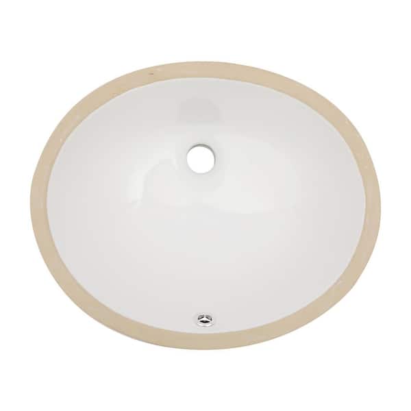 Unbranded 18 in. Oval Undermount Bathroom Sink in White Ceramic with Overflow