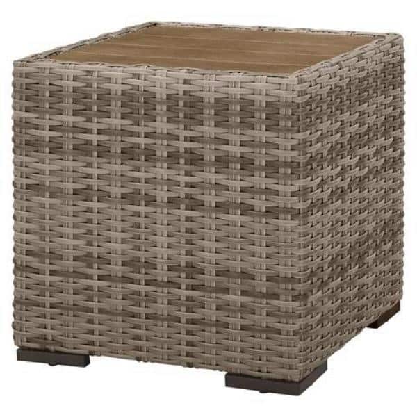 Home Decorators Collection Kingsbrook Aluminum Wicker Outdoor Woven Side Table