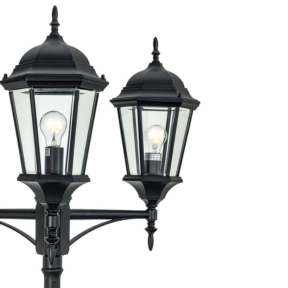 Classical Black Cast Aluminum 98" Outdoor Lamp Post with Clear Glass