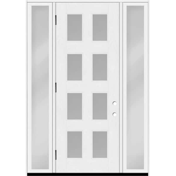 Regency 68 in. x 96 in. 8L Modern Clear Glass RHOS Unfinished Fiberglass Prehung Front Door w/Clear14in. SLs 4-9/16