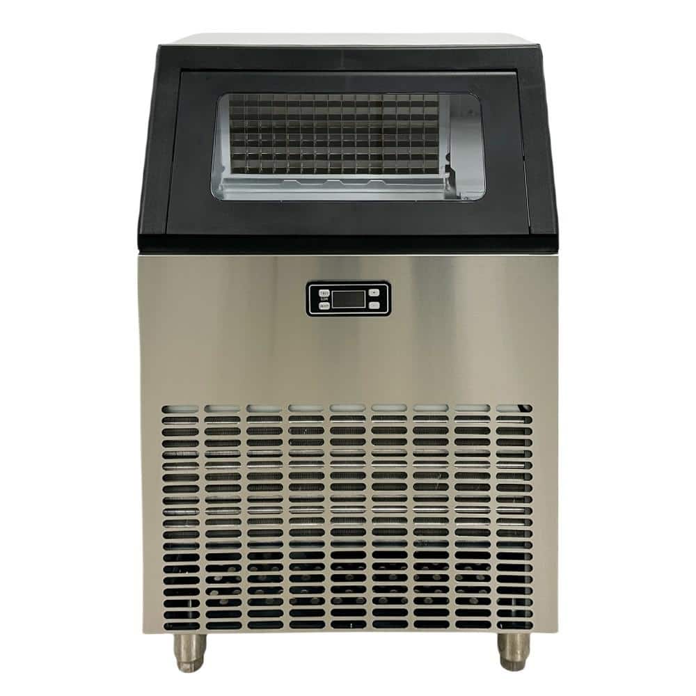 Cooler Depot 22in. W 264 lbs. Freestanding Air Cooled Commercial Ice-Maker with Bin in Stainless Steel, Black
