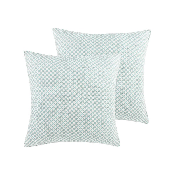 LEVTEX HOME Eden Teal and White Diamond Cotton 26 in. x 26 in. Euro Sham - Set of 2