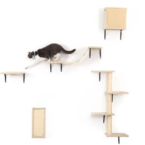 5-Pieces Wall-mounted Cat Tree Shelves, Scratching Post
