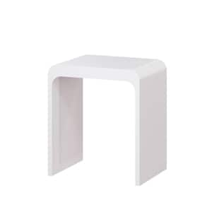 15.35 in W Freestanding Thicken Shower Seat, Solid Surface Stool in Matte White