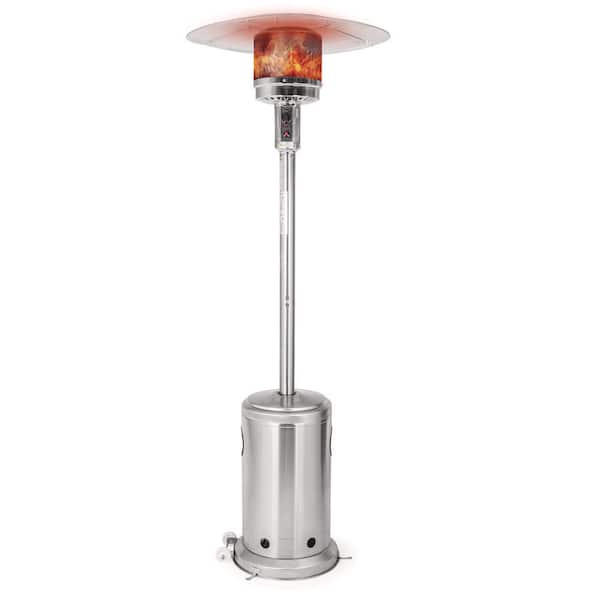 Propane Patio Heater 46,000 BTU with Stainless Steel Design and Wheels Ideal for Backyard, Garden