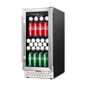 Single Zone 15 in. 130 (12 oz.) Can Beverage Cooler Built-in and Freestanding with Glass Door and Safety Lock