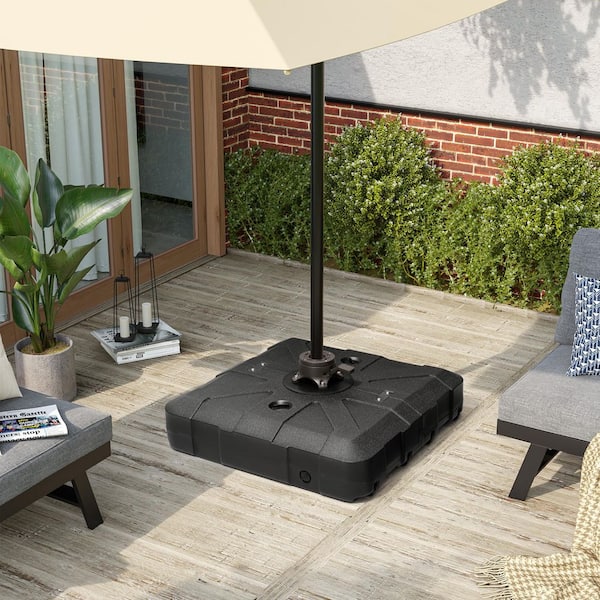 260 lbs. 3D Surface Stylish and Modern HDPE Patio Umbrella Base with Wheels in Black