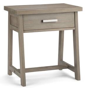 Sawhorse 1-Drawer Solid Wood 24 in. Wide Modern Industrial Bedside Nightstand Table in Distressed Grey