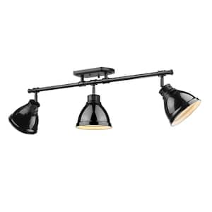 Duncan Collection 3-Light Black Semi-Flush Mount with Black Shade