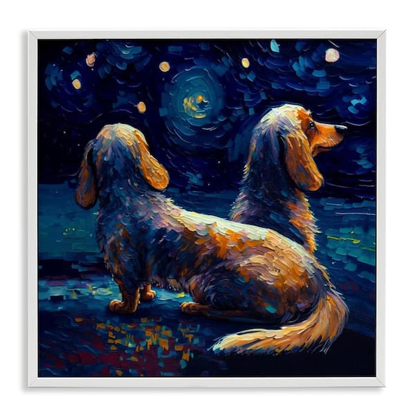 Stupell Industries Van Gogh Style Dogs by Svetlana Aleynikova White Framed Animal Giclee Art Print 17 in. x 17 in.