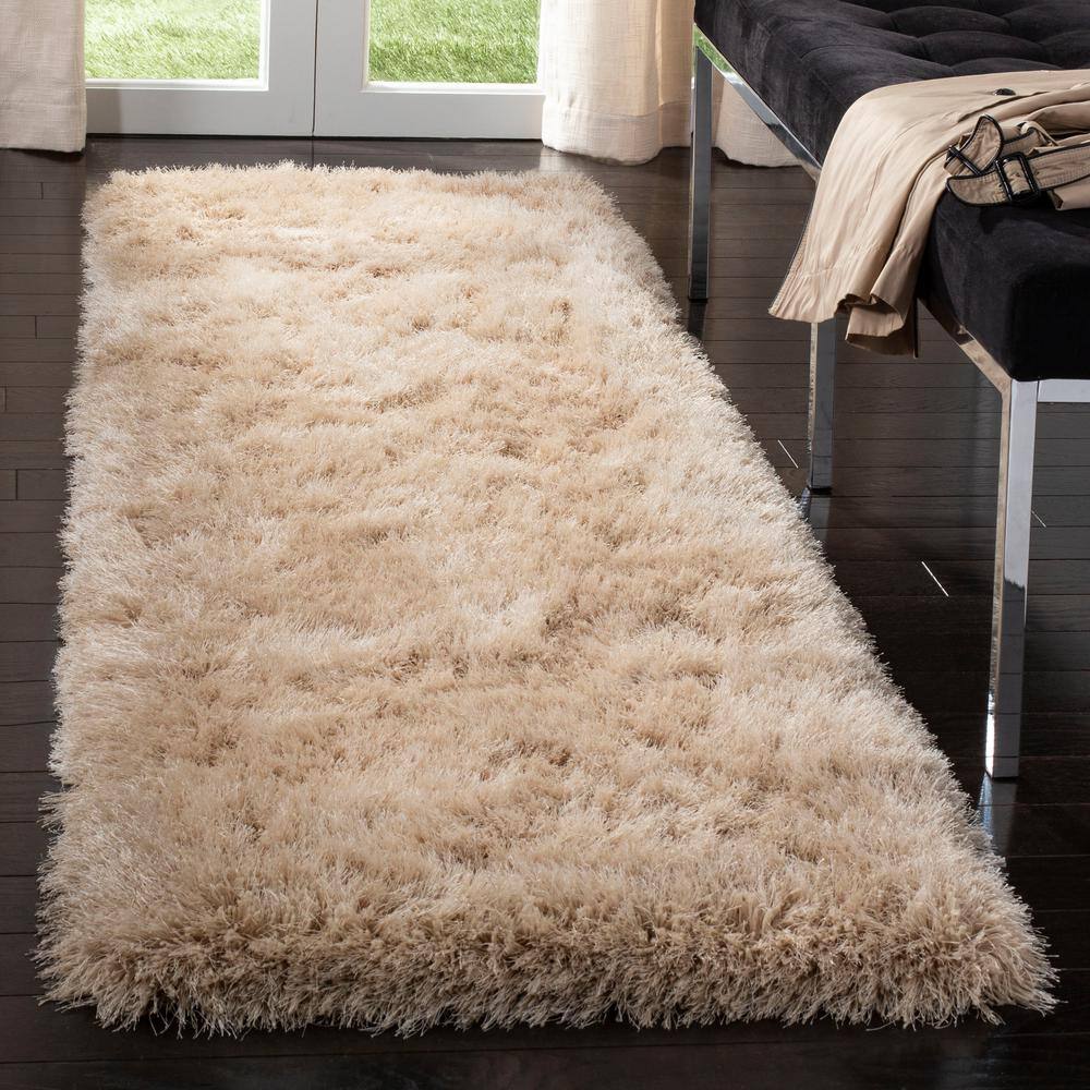 Champagne Hand-Tufted Shag Runner Rug, 2'3" x 6'