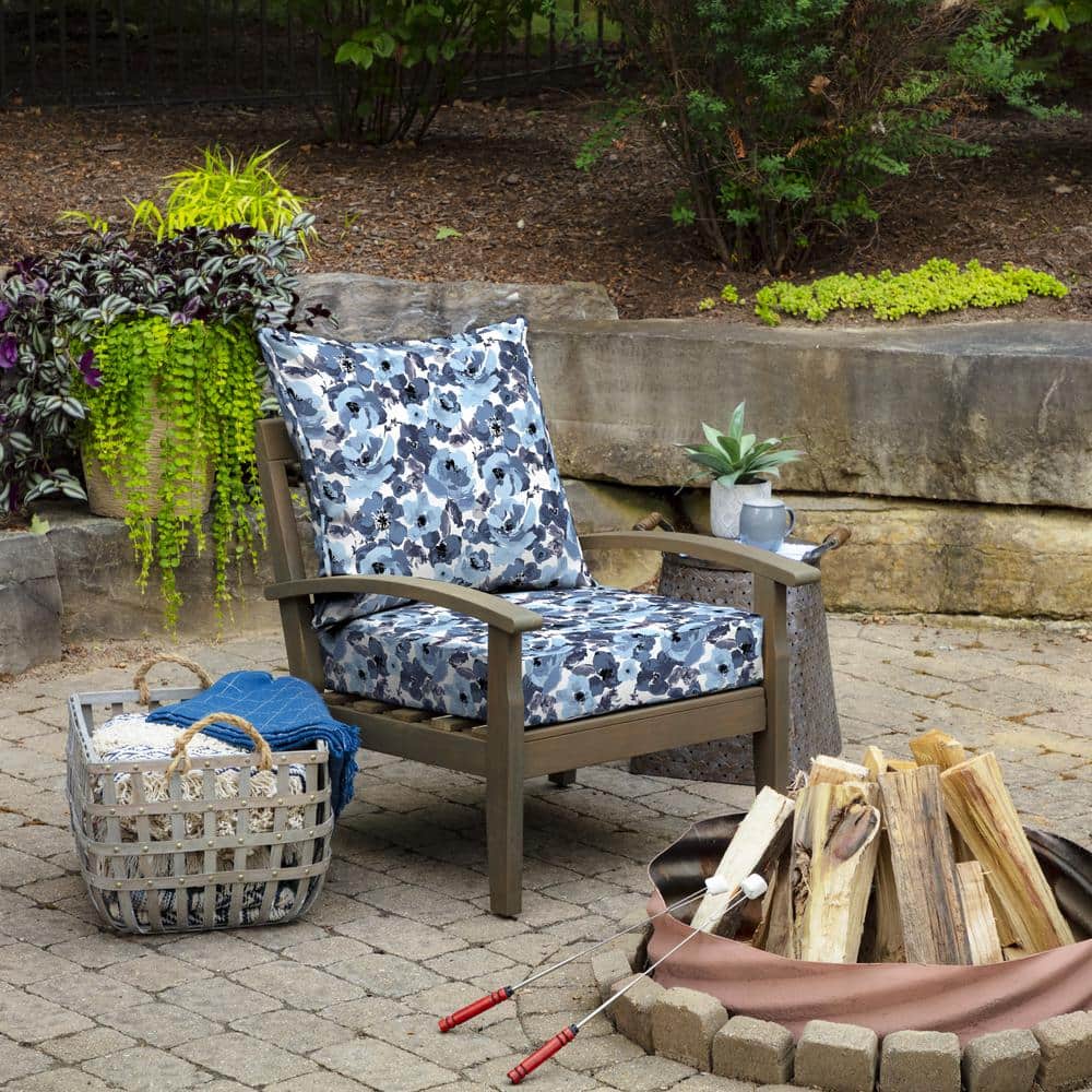 Blue Garden Floral Outdoor Deep Seat Cushion Set