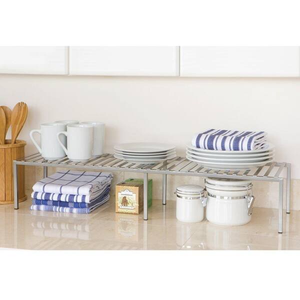Seville Classics Expandable Kitchen Counter And Cabinet Shelf She14052b The Home Depot