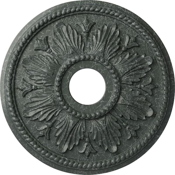 Ekena Millwork 2-3/4" x 18-1/8" x 18-1/8" Polyurethane Edinburgh Ceiling Medallion, Athenian Green Crackle