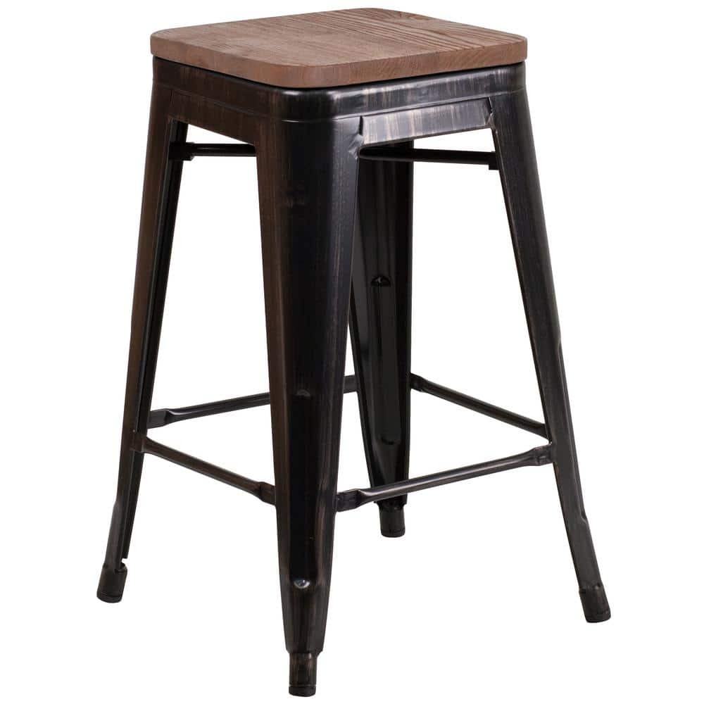 24 in. Black-Antique Gold Bar Stool price history on PriceWatchPro