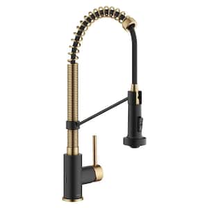 Bolden Single Handle Touchless Sensor Commercial Style Pull Down Kitchen Faucet in Brushed Brass/Matte Black