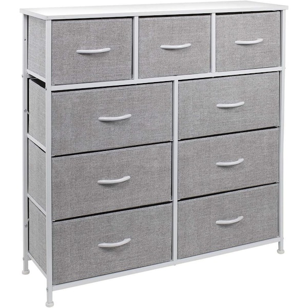 Sorbus 39.5 in. L x 11.5 in. W x 39.5 in. H 9-Drawer White Dresser with ...