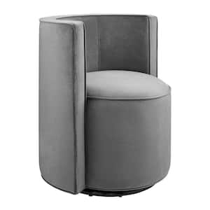 Della Performance Velvet Fabric Swivel Chair in Gray