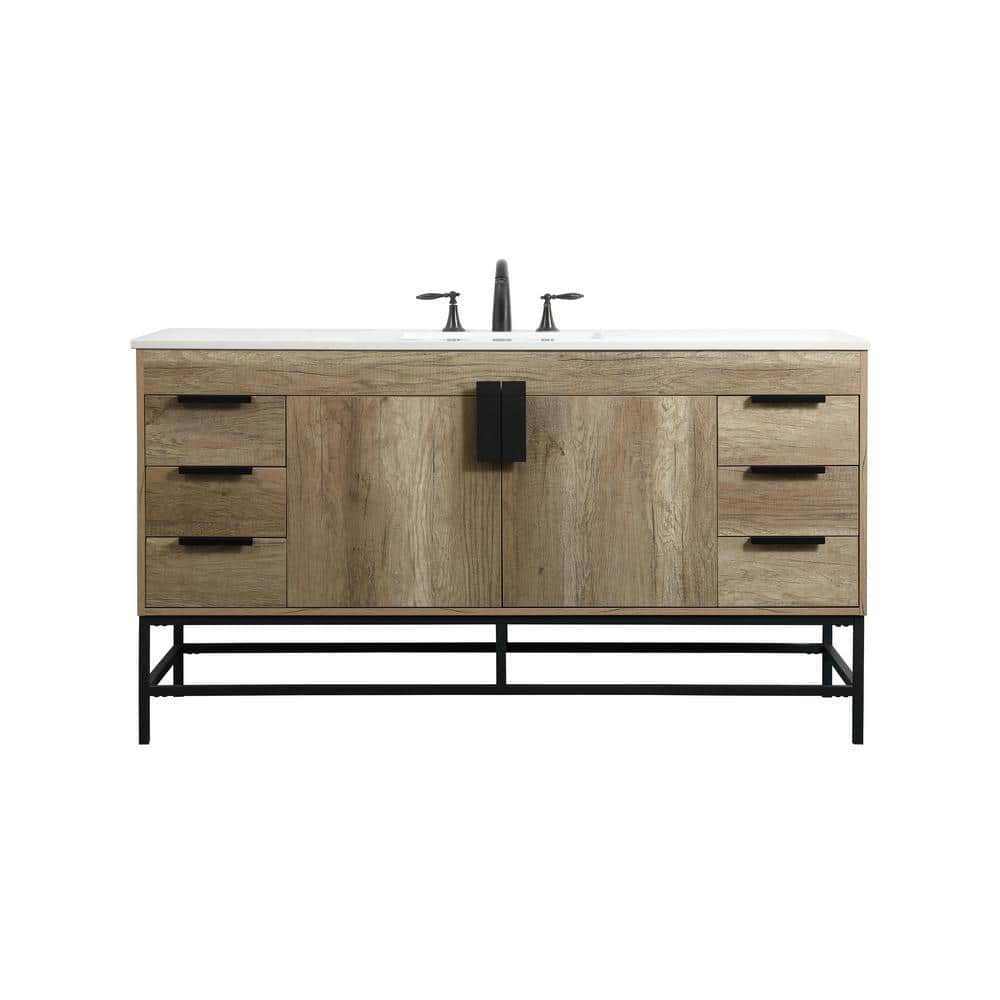 Simply Living 60 in. W x 22 in. D x 33.5 in. H Bath Vanity in Natural Oak w