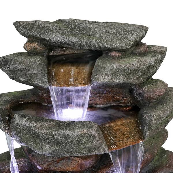 Watnature 40.6 in. Resin Fiber Outdoor Relaxing Water Fountain, 6-Tier Stone-Liking  Waterfall Fountain with LED Lights for Garden GPF200015 The Home Depot