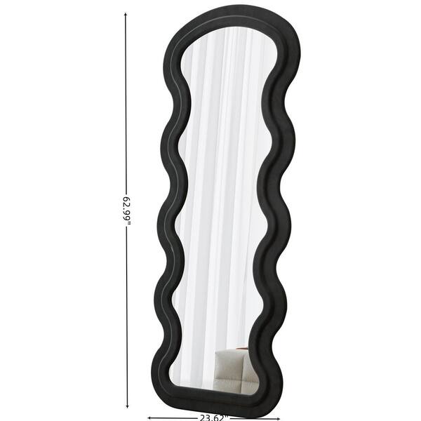 Black 24 in. W x 63 in. H Wave Full Length Mirror with Stand