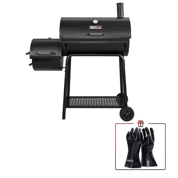 Royal Gourmet Charcoal Grill in Black with Offset Smoker with High Heat-Resistant BBQ Gloves