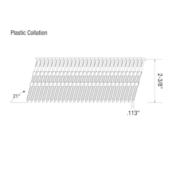 Grip-Rite - 2-3/8 in. x 0.113 in. 21° Plastic Collated Exterior Galvanized Ring Shank Round Head Framing Nails 1000 per Box