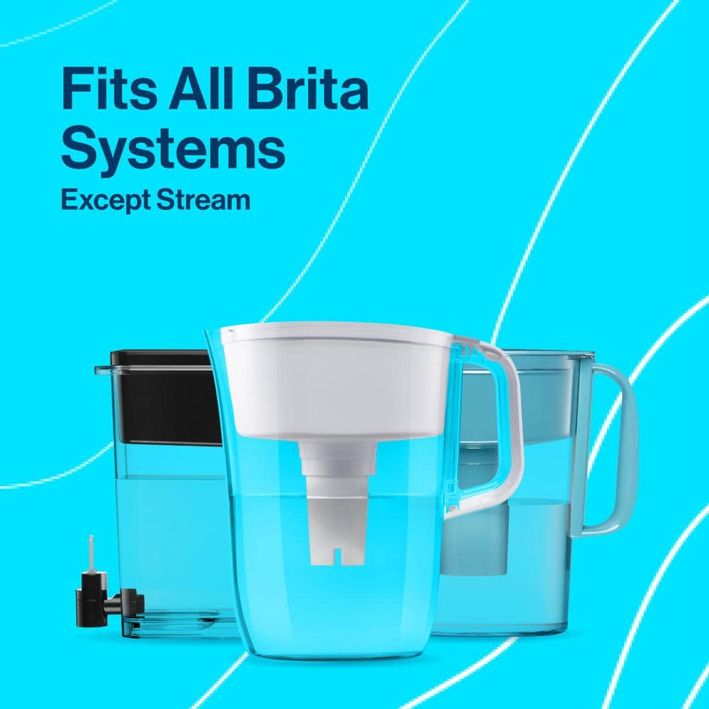 Brita 10-Cup White Plastic Water Filter Pitcher with Charcoal Filter