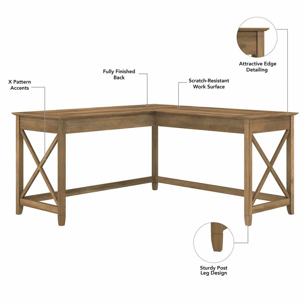 Reclaimed Pine 60" L-Shaped Corner Desk with X-Sides