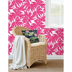 Hot Pink Palma Unpasted Nonwoven Paper Wallpaper Roll 56 sq. ft.