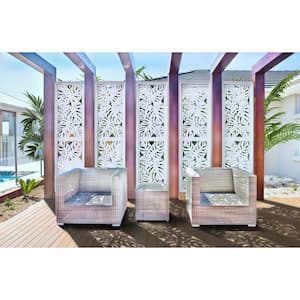 2 ft. x 4 ft. White Tropical Decorative Privacy and Fence Panel