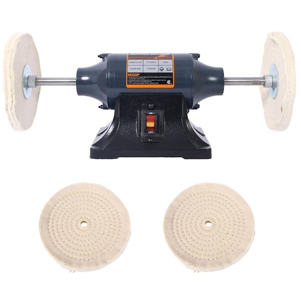 110V Electric Polisher Bench Buffer Grinder with 4PCs 80Ply Thic Buffing Wheels for Metal, Jewelry, Wood