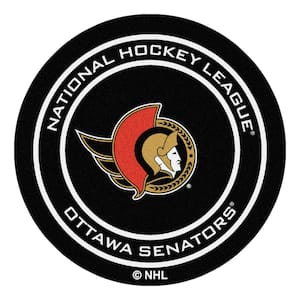 Ottawa Senators Black 27 in. Round Hockey Puck Mat