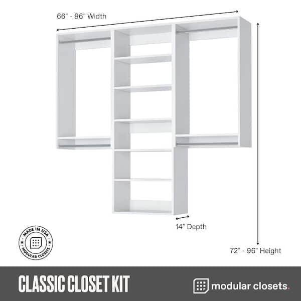 MODULAR CLOSETS Classic 93-93 in. W White Closet Kit Double