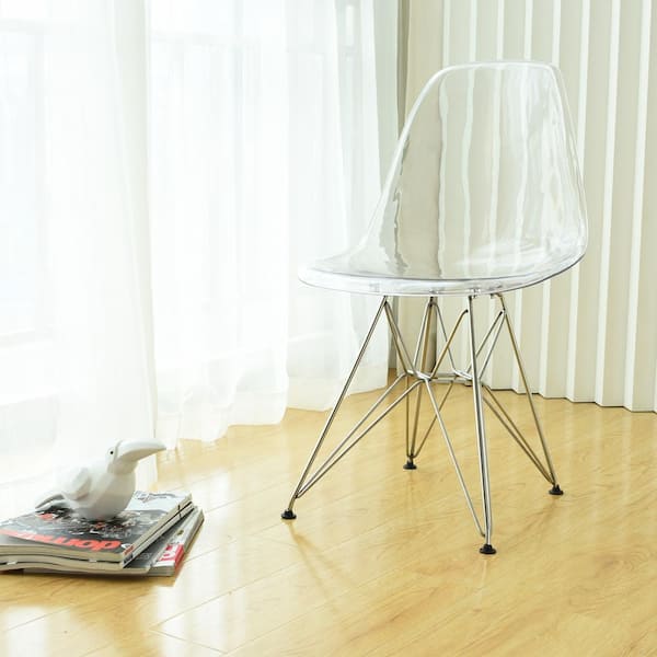 Mod Made Paris Tower Acrylic Clear Dining Side Chair With Chrome Leg (Set of 2)