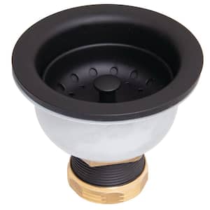 Stainless Steel and Brass Deep Dish Posi-Lock Basket Strainer Assembly in Matte Black