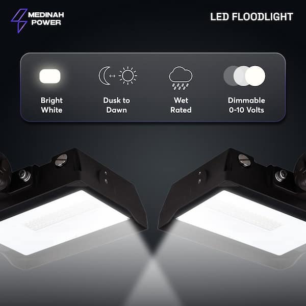 MEDINAH POWER 400-Watt Equivalent Integrated LED Outdoor Bronze