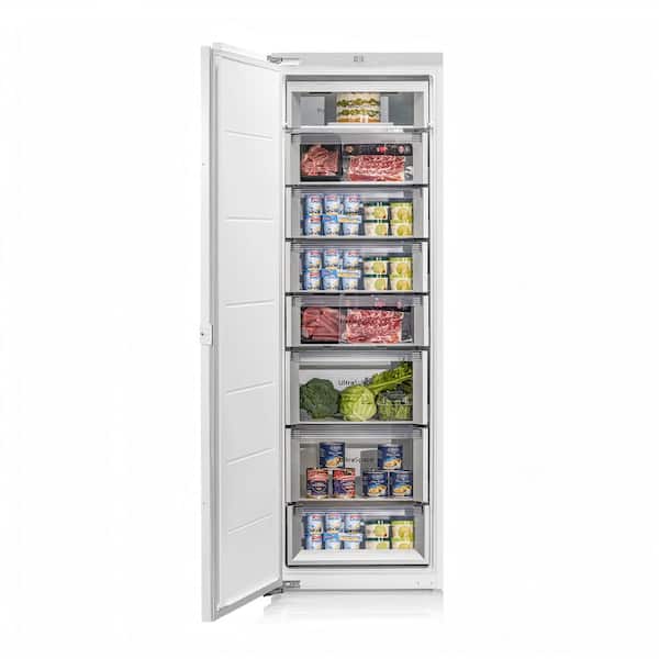 9.75 cu.ft. 22 in. Frost Free Residential Upright Freezer in White Built-in Panel Ready Low Noise LED Touch Control