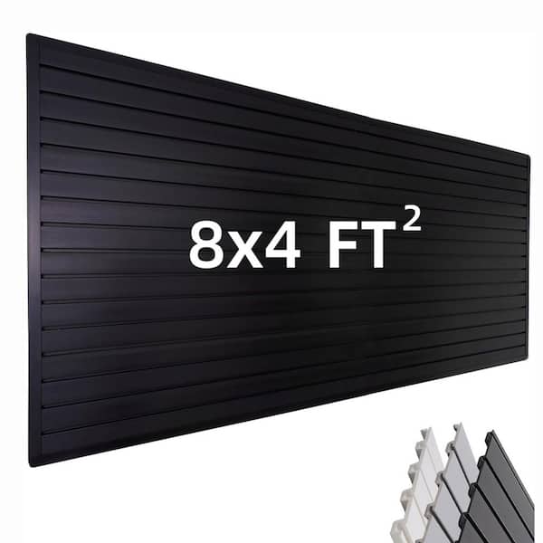 Garage Slat Wall Panel Series 8 in. Black PVC Durable Waterproof Fade-Resistant Wall Rack with Mounting Kit