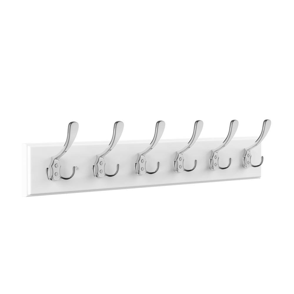 Lavish Home 27.75 in. L White Rail-Mounted Wall Hook Hanging Rack with ...