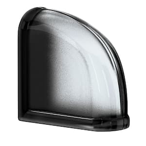 Licorice 5.75 in. x 5.75 in. x 3.15 in. Classic Black End Curved Glass Block