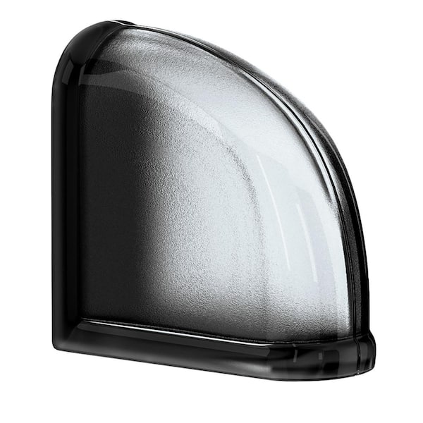 MyMINIGLASS 3 in. Thick Series 6 x 6 x 3 in. Curved End (1-Pack) Licorice Mist Pattern Glass Block (Actual 5.75 x 5.75 x 3.12 in.)