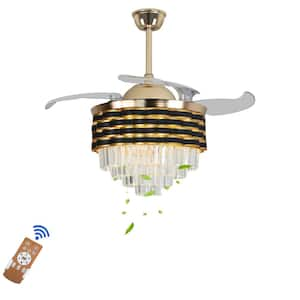 42 in. Indoor Gold Modern Luxury 6-Speed Ceiling Fan with Adjustable White Integrated LED, Reversible Motor and Remote